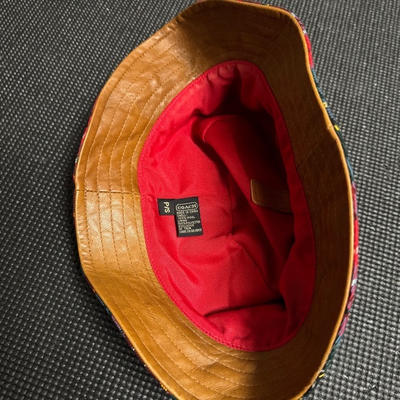 Coach Red Plaid with Leather Bucket Hat - Picture 3 of 8